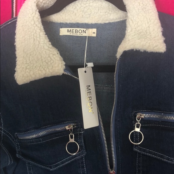 MEBON by Machine Jeans crop jean jacket with fur - Picture 5 of 6